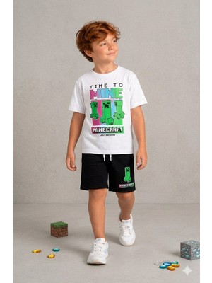 Cg Kids Minecraft Erkek Çocuk Tshirt & Şort Alt Üst Takım Süper Kalite
