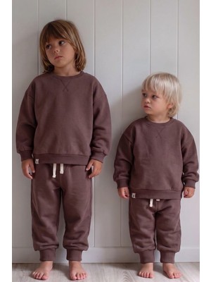 Cigit Basic Karyoka Detaylı Sweatshirt Takım Mürdüm