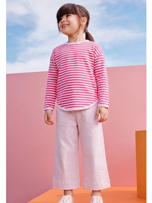 Cigit Oversize Çizgili Mevsimlik Takım 2-7 Yaş Pudra Mercan Çizgili