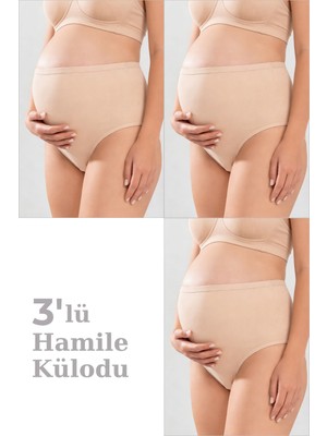 Arma Yıldız Kadın Lohusa Hamile Külodu Pamuklu Likralı Yumuşak Dokulu Esnek Kumaş 3'lü Set