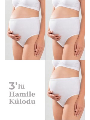 Arma Yıldız Kadın Lohusa Hamile Külodu Pamuklu Likralı Yumuşak Dokulu Esnek Kumaş 3'lü Set
