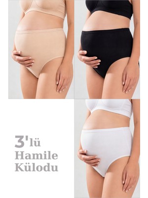 Arma Yıldız Kadın Lohusa Hamile Külodu Pamuklu Likralı Yumuşak Dokulu Esnek Kumaş 3'lü Set