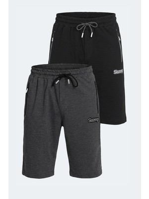 Slazenger Nagı In 2 Li Set Erkek  Siyah - Koyu Gri Şort