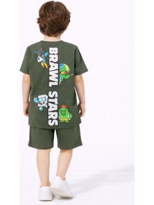 Cg Kids Brawl Stars Erkek Çocuk Tshirt & Şort Alt Üst Takım Sırt Baskı Detay