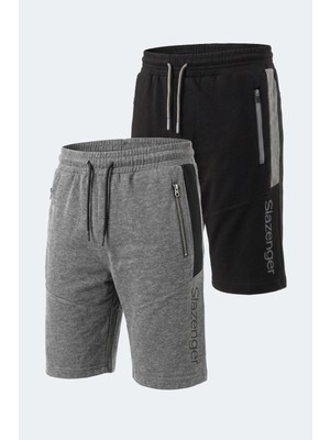 Slazenger Nıkon I 2 Li Set Erkek  Siyah - Koyu Gri Şort