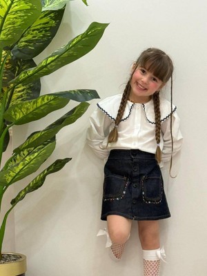 Cg Kids Kot Etekli Çiçek Nakışlı Gömlek Kız Çocuk Alt Üst Takım Süper Kalite