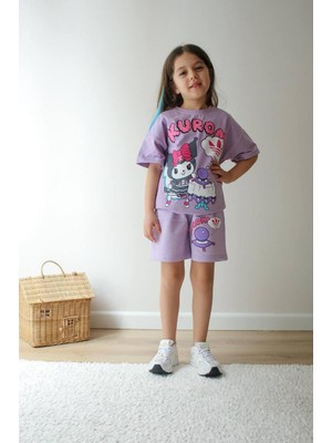 Cg Kids Kuromi Kız Çocuk Tshirt ve Şort Alt Üst Takım Süper Kalite