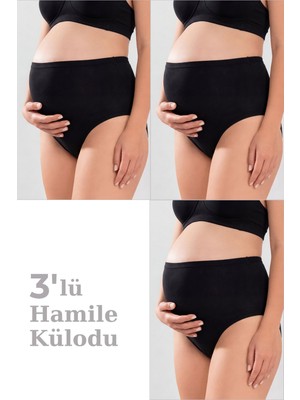 Arma Yıldız Kadın Lohusa Hamile Külodu Pamuklu Likralı Yumuşak Dokulu Esnek Kumaş 3'lü Set