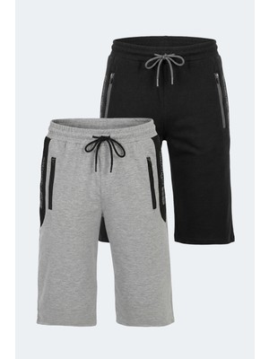 Slazenger Neacel 2 Li Set Erkek  Siyah - Lacivert Şort