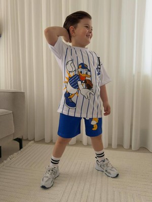 Cg Kids Donald Duck Tshirt & Şort Erkek Çocuk Alt Üst Takım Süper Kalite Baseball Desen