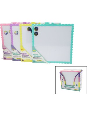 Grandsell Manyetik Beyaz Yazı Tahtası - Çift Taraflı - 29X29 cm - Renkli Çerçeve