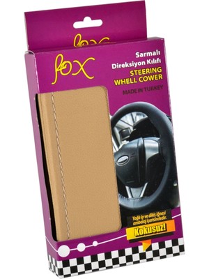 tp Fox D-123 Dikmeli Direksiyon Kılıfı Düz Bej 38 cm