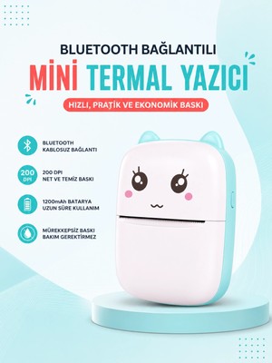 Çetiner Group®mürekkepsiz Baskı Teknolojili Bluetooth Cep Yazıcısı