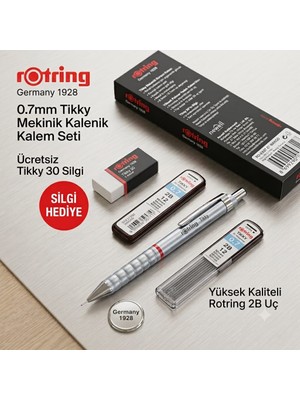 Rotring Tikky 0.7 mm Versatil Kalem Seti - 12'li 2b Uç ve Hediye Tikky Silgi (4 Farklı Renk Seçeneği)