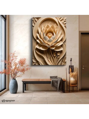 Oppanimor Dikey Kanvas Tablo Lotus Çiçeği Soyut Bitki Tablosu Ev Ofis Duvar Dekoru
