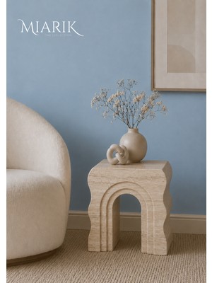 Miarik Design Demeter-Traverten Dalgalı Yan Sehpa