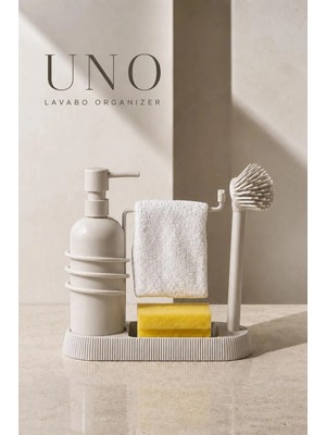 Okyanus Home Uno Lavabo Organizer Bej Renk Suya Dayanıklı Modern Tasarım ile