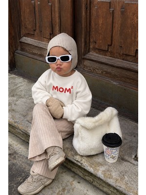 Monila Unisex Çocuk Anne Baskılı 3 Iplik Kumaş Pamuklu Sweatshirt
