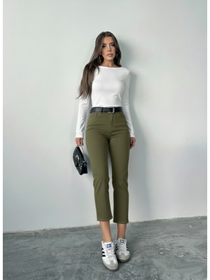 Blue Marlin Yüksek Bel Gabardin Kumaş Mom Kadın Pantolon