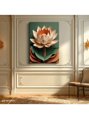 Oppanimor Dikey Kanvas Tablo Lotus Çiçeği Bitki Tablosu Ev Ofis Duvar Dekoru
