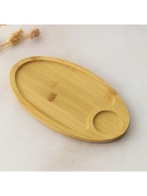 Miss Mojo Bambu Oval 2 Bölmeli Mini Servis Tepsisi 25X14X1.4 cm