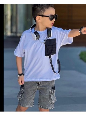 Cg Kids Paraşüt Cep Detaylı T-Shirt Komando Cepli Jean Erkek Çocuk Alt Üst Takım