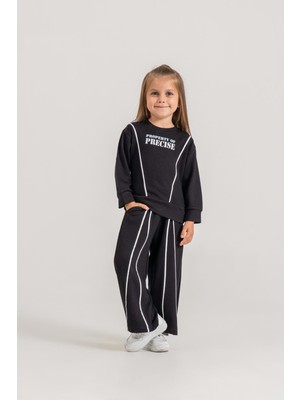 Gültekin Bebe Harby Kids A Pile Şeritli Penye Kız Ikili Takım 3-10 Yaş -BA467897500 - Siyah