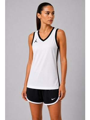 Nike Jordan Doluble Sided Womens Drı Fit Tank File Detaylı Çift Taraflı Kadın Atlet Siyah-Beyaz