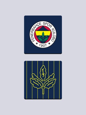 Fenerbahçe Lacivert Palamut Ikili Ahşap Bardak Altlığı