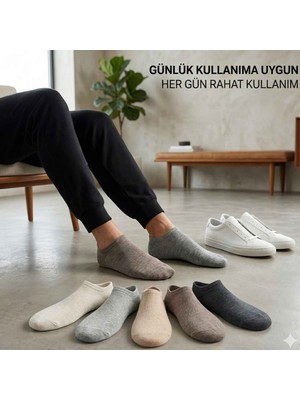 Erkek Görünmez Çorap 6’lı Set, Babet Kesim, Yumuşak ve Esnek Yapı, Krem, Açık Gri, Bej, Vizon, Antrasit, Füme