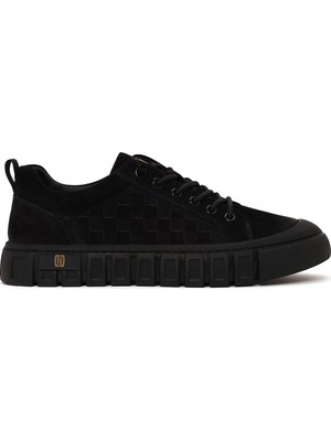 Derimod Erkek Siyah Bağcıklı Kalın Tabanlı Nubuk Deri Sneaker WM680053DN