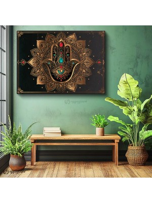 Oppanimor Yatay Kanvas Tablo Hamsa Eli Mandala Tablosu Ev Ofis Duvar Dekoru
