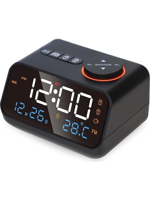Dekoratif LED Dijital Saat Fm Radyo 2 Alarm Sıcaklık ve Nem Göstergeli Pilli Saat