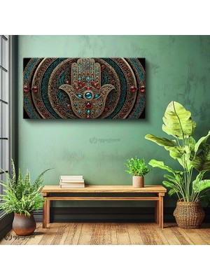 Oppanimor Yatay Panoramik Kanvas Tablo Hamse Eli Motif Dinsel Tablo Ev Ofis Duvar Dekoru