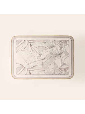 Evidea Soft Leaf Dikdörtgen Sihirli Banyo Paspası - Ekru - 50X70 cm