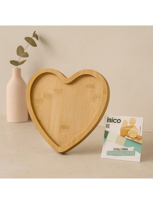 Miss Mojo Kalp Model Bambu Ahşap Sunum Tepsisi - 20.5 x 19.5 x 1.4 cm