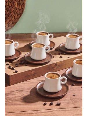 Kahverengi 6 Kişilik Bambu Fincan Takımı – 12 Parça