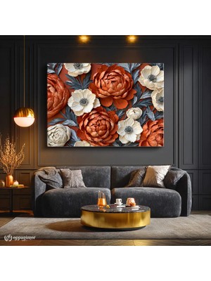 Oppanimor Yatay Kanvas Tablo Floral Botanik Desen Çiçek Tablosu Ev Ofis Duvar Dekoru