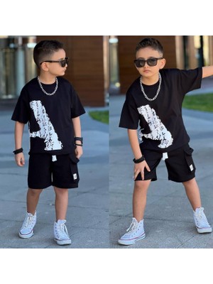 Cg Kids Kargo Cepli Şort Basic A Baskı Erkek Çocuk Alt Üst Takım