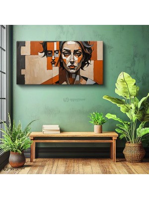 Oppanimor Yatay Panoramik Kanvas Tablo Kübizm Soyut Portre Sanat Tablosu Ev Ofis Duvar Dekoru