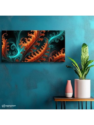 Oppanimor Yatay Panoramik Kanvas Tablo Soyut Fraktal Sanat Tablosu Ev Ofis Duvar Dekoru