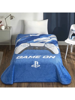 Taç Lisanslı Tek Kişilik Çocuk Battaniye (160X220)-PLAYSTATION Mavi