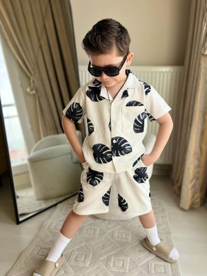 Cg Kids Yaprak Desenli Ince Lacoste Kumaş Erkek Çocuk Alt Üst Takım