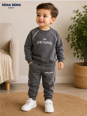 Gültekin Bebe Mina Mino Baby Reglan Kol Biyeli Alo Baskılı Erkek Ikili Takım 2-5 Yaş -BA465194261 - Gri