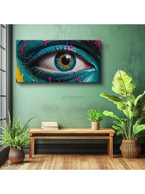 Oppanimor Yatay Panoramik Kanvas Tablo Göz Figürü Soyut Sanat Tablosu Ev Ofis Duvar Dekoru