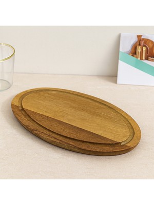 Miss Mojo Akasya Oval Ahşap Servis Tepsisi (Kenar Kanallı) 24.8X13.8X1.4 cm