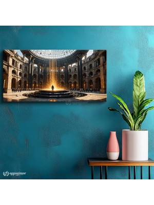 Oppanimor Yatay Panoramik Kanvas Tablo Antik Mimari Şehir Mimari Tablo Ev Ofis Duvar Dekoru