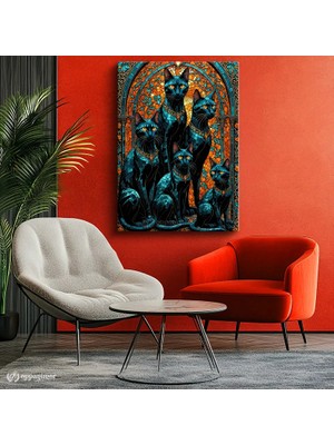Oppanimor Dikey Kanvas Tablo Mozaik Kediler Hayvan Tablosu Ev Ofis Duvar Dekoru