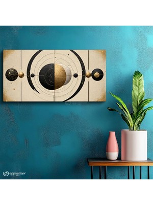 Oppanimor Yatay Panoramik Kanvas Tablo Gezegenler Uzay Astronomi Tablosu Ev Ofis Duvar Dekoru