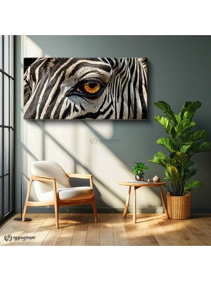 Oppanimor Yatay Panoramik Kanvas Tablo Zebra Gözü Hayvan Tablosu Ev Ofis Duvar Dekoru